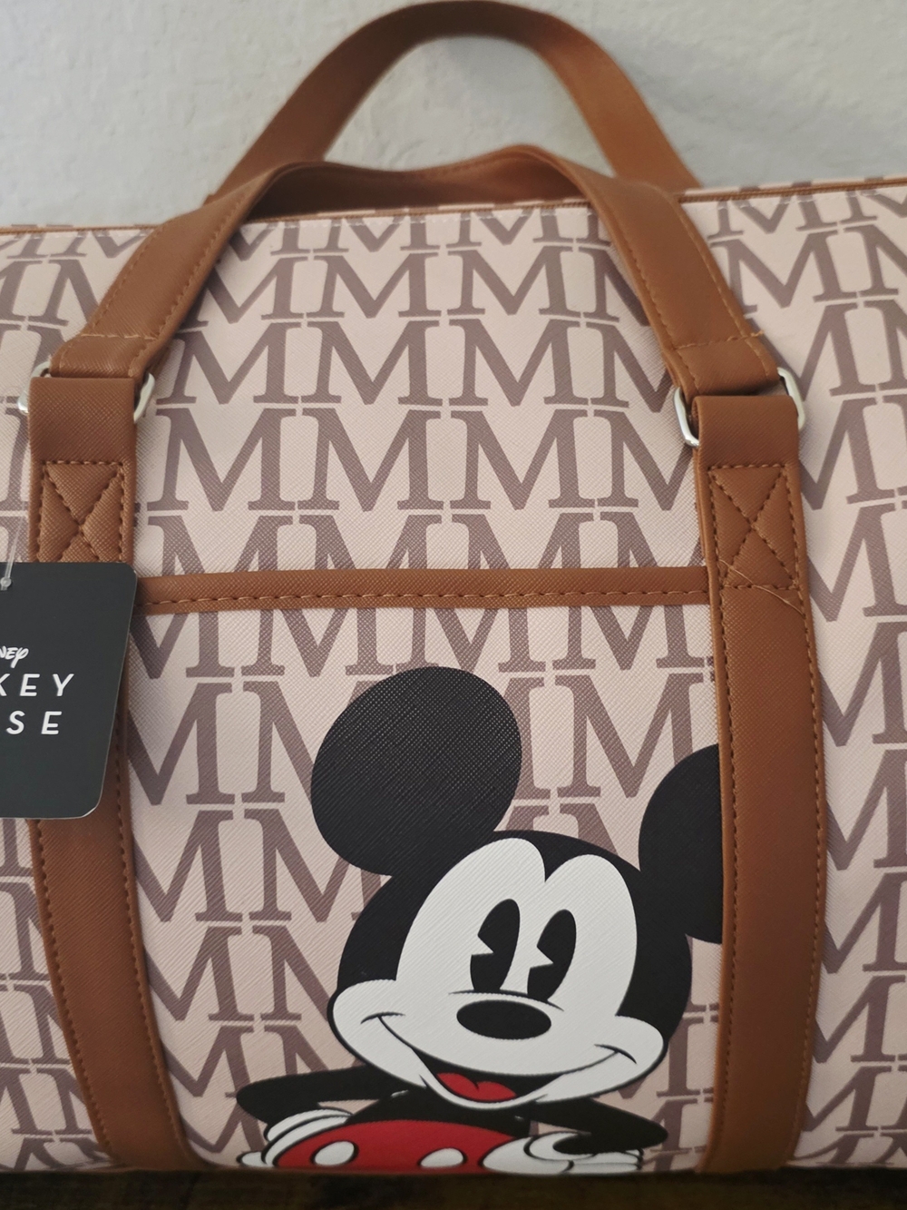 Mickey Mouse Tan Logo Travel Weekender Bag